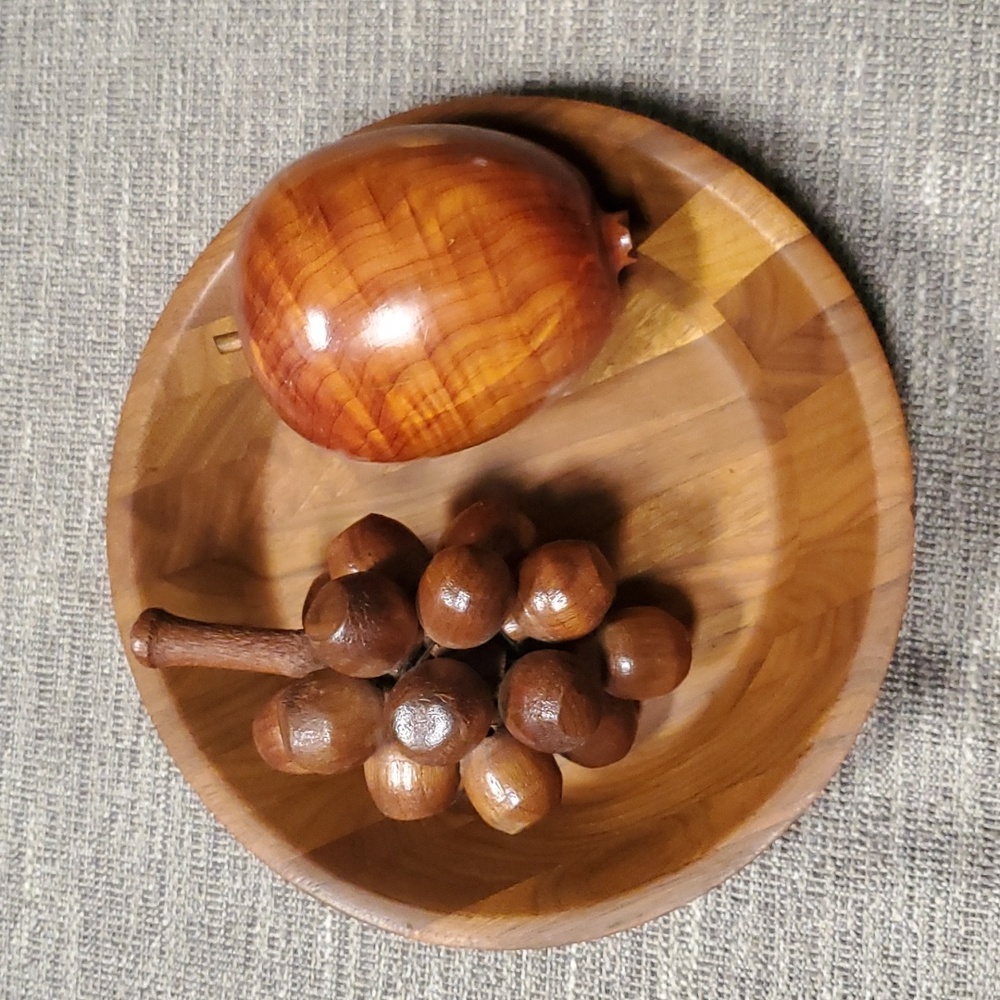 Wood Bowl with Wood Fruit